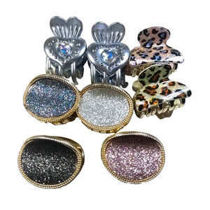 Hair Barrette Ponytail Clips Small Glitter Sparkle Shiny